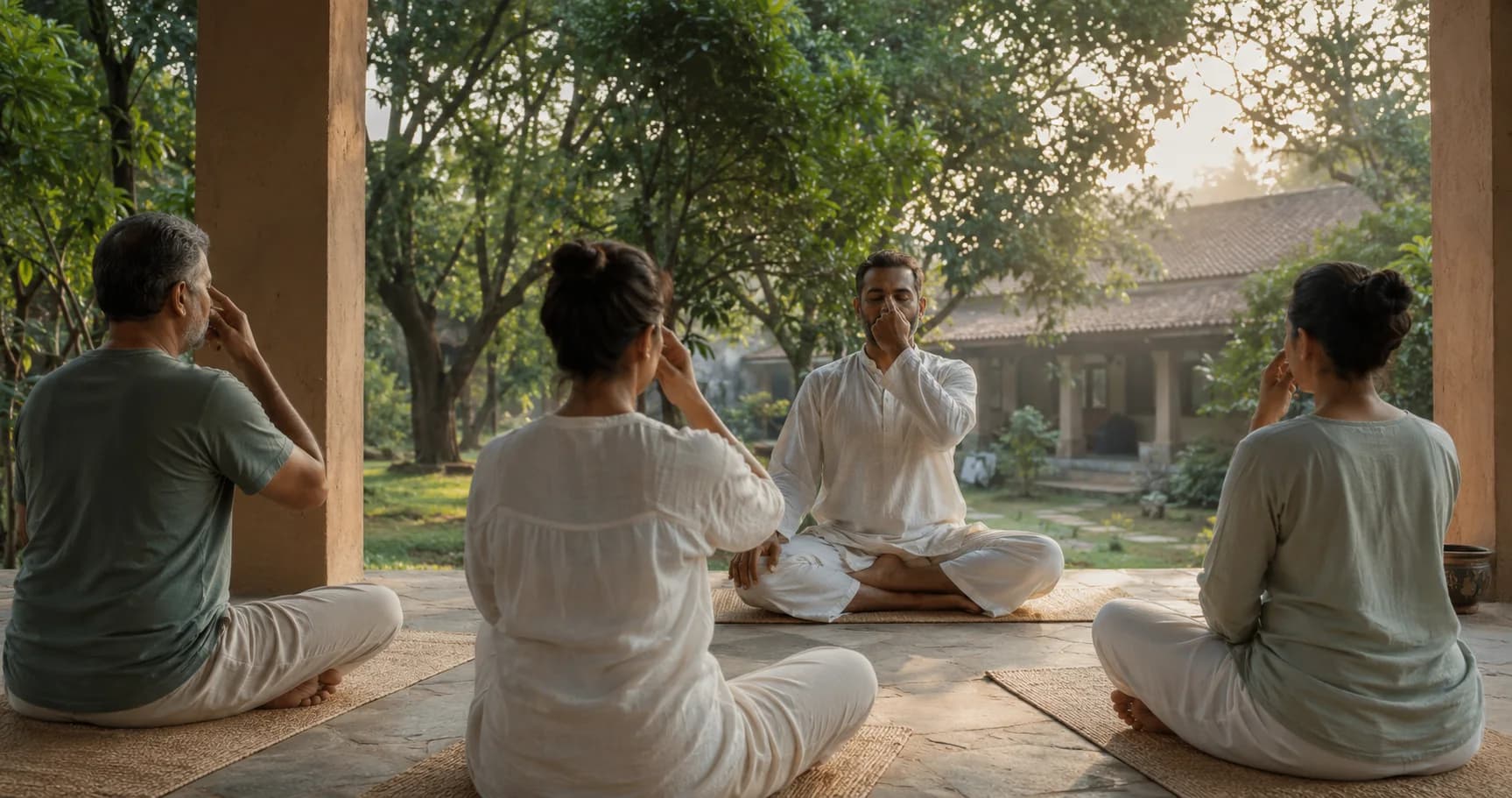 Seated yoga and meditation practice in soft morning light